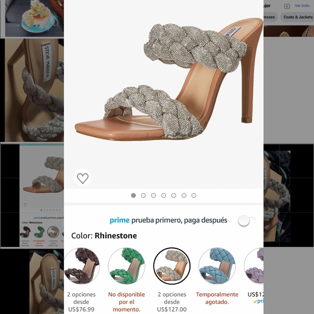 Steve madden rhinestone heels 9,  They run small, I think they fit an 8.